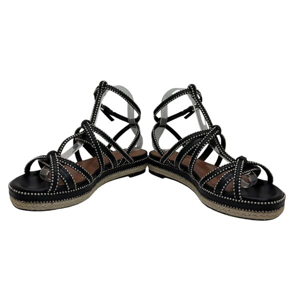 Alaïa Black Leather Silver Beaded Gladiator Sandals Women’s Size EU 39 US 8.5 - Picture 1 of 10